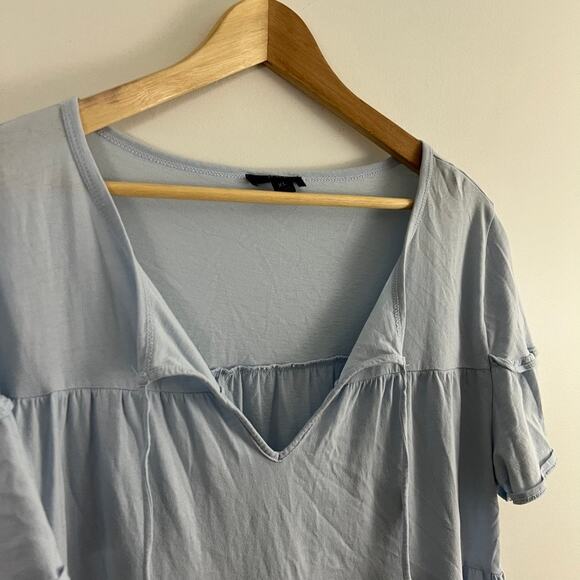 J. Crew Broken In Jersey Tiered Mini Dress Blue Short Sleeve Size XL - Picture 7 of 10